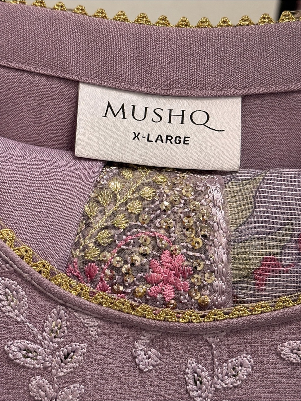 Mushq lilac Embroidered Women’s Dress - X-Large